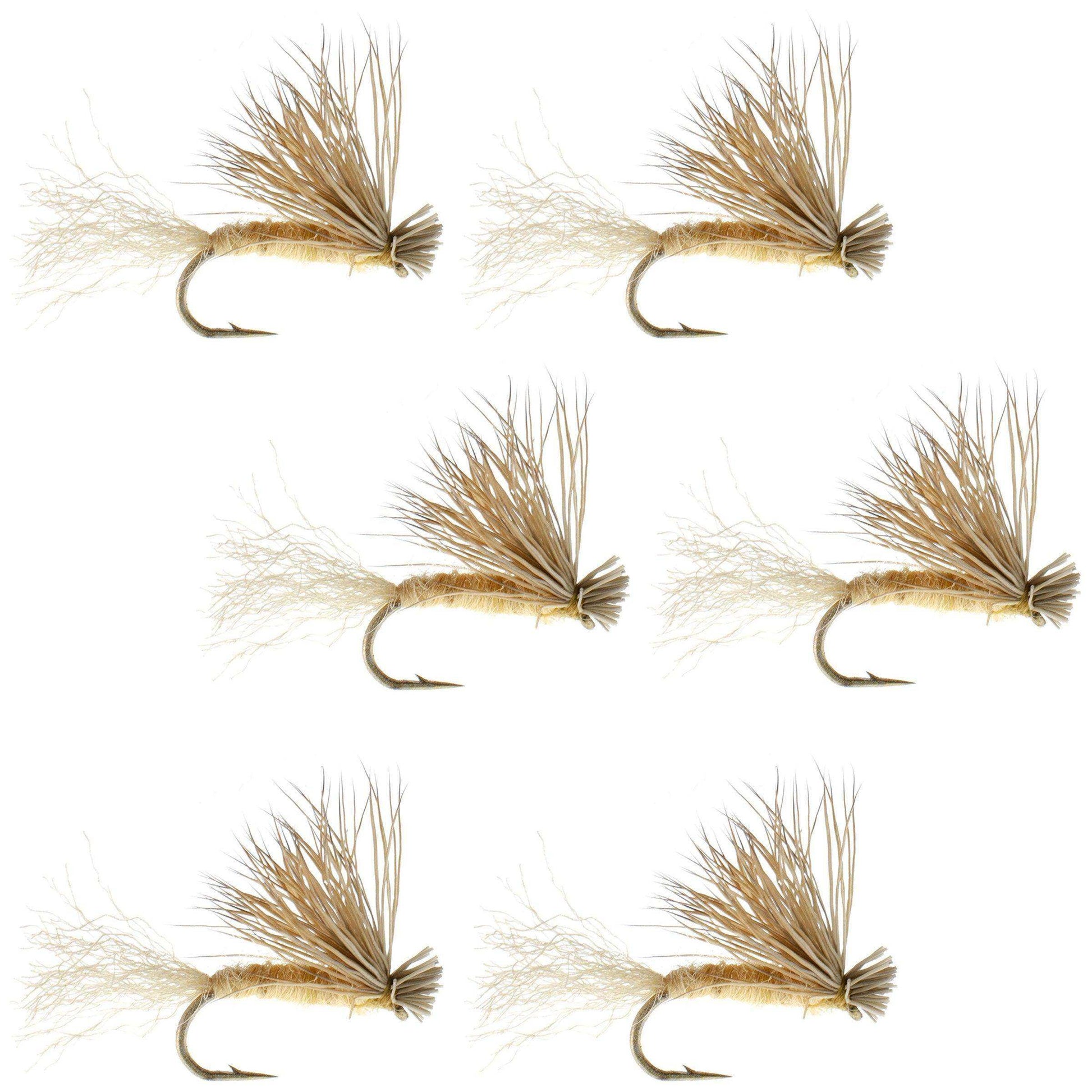 Tan X Caddis Emerging Caddis Adult Trout Dry Fly - 6 Flies Hook Size 16 - Skoutley Outdoors LLC