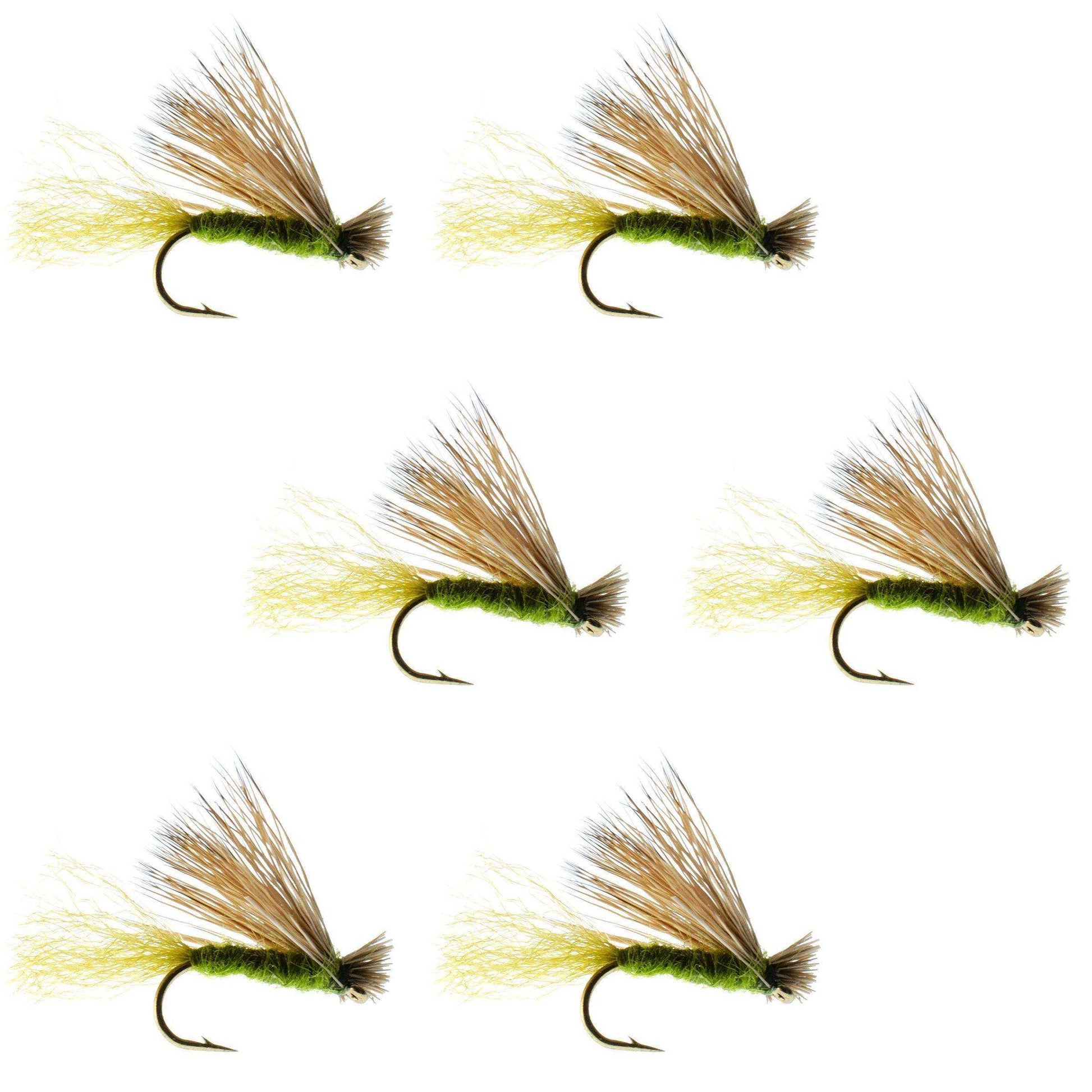 Olive X Caddis Emerging Caddis Adult Trout Dry Fly - 6 Flies Hook Size 18 - Skoutley Outdoors LLC